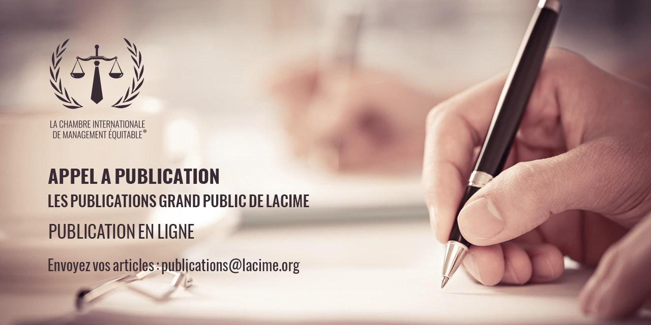 APPEL A PUBLICATION: LES PUBLICATIONS GRAND PUBLIC DE LACIME